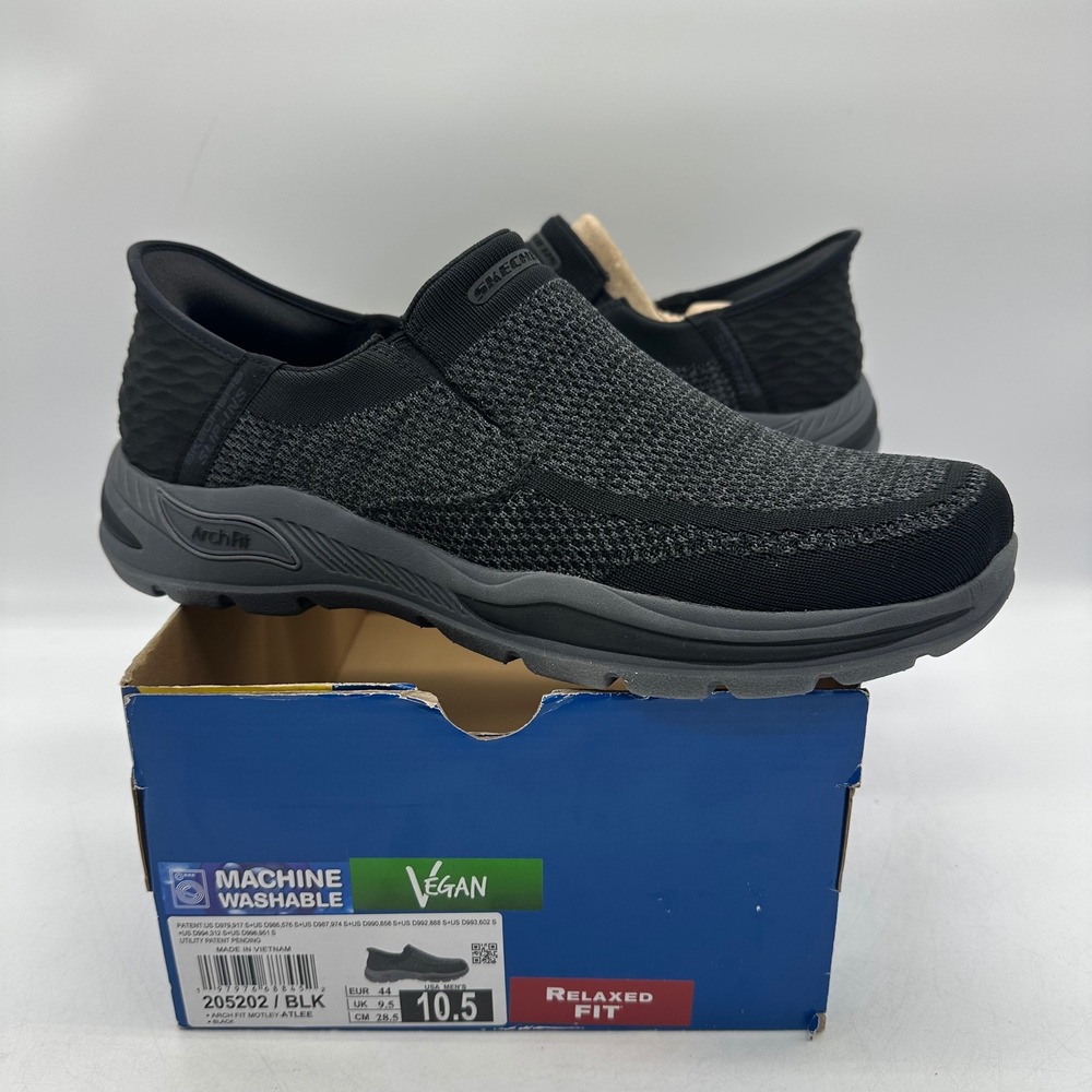 Skechers 205202 / BLK Mens 10.5 Slip-Ins Arch Fit Motley Atlee Relaxed Fit Shoes